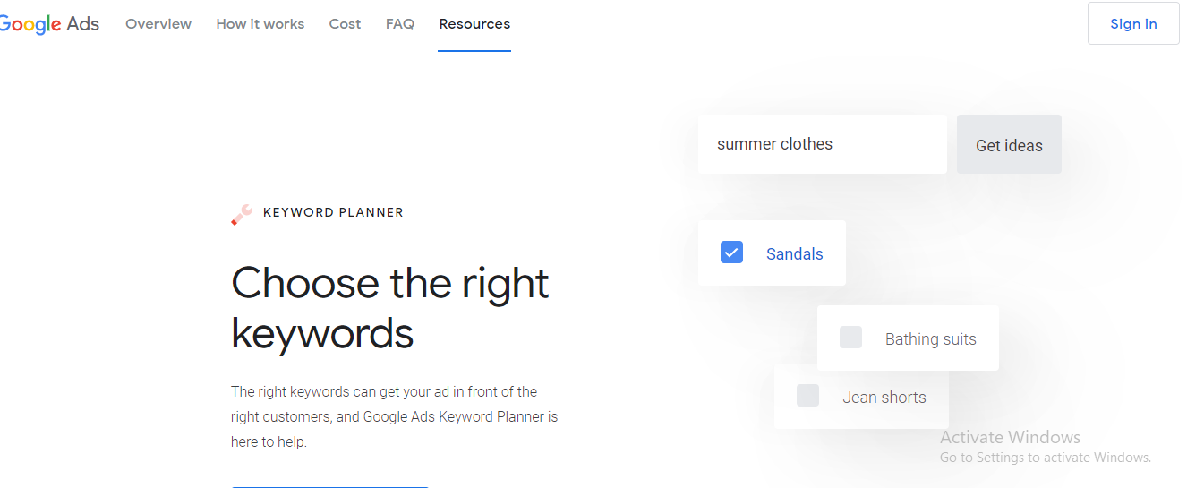 google keywords planner seo tools